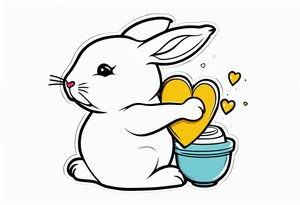 Side view outline of bunny with heart and honey pot minimalistic tattoo tattoo idea