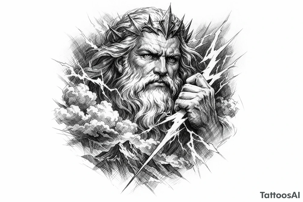 zeus,flashes,clouds. tattoo idea