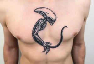 Alien on stomach tattoo idea