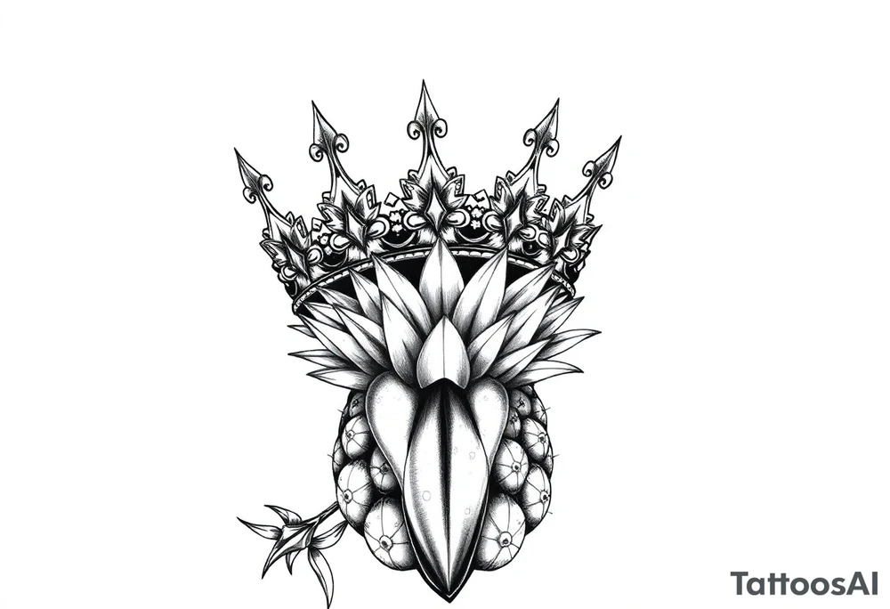 Majestic crown ,pineapple vagina and anus tattoo idea