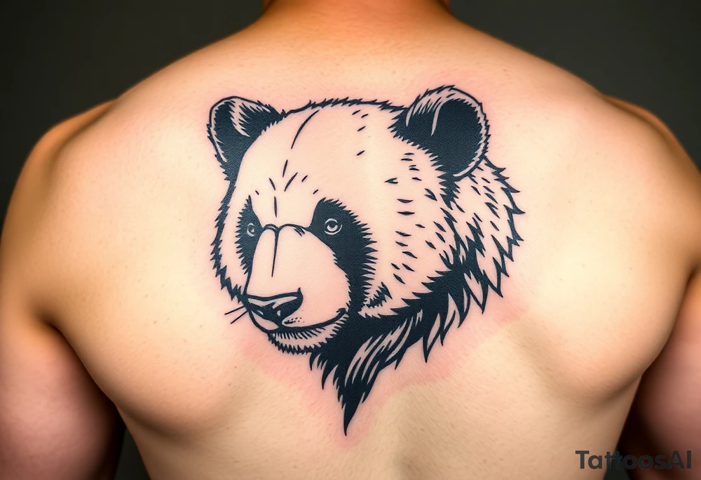 a realistic Panda bear with lots of detail for upper arm tattoo idea