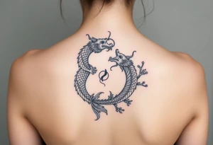 Dragon, coi fish, cherry blossom tree, ying yang tattoo idea