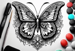Guitar, butterfly, rainbow, game cube tattoo idea