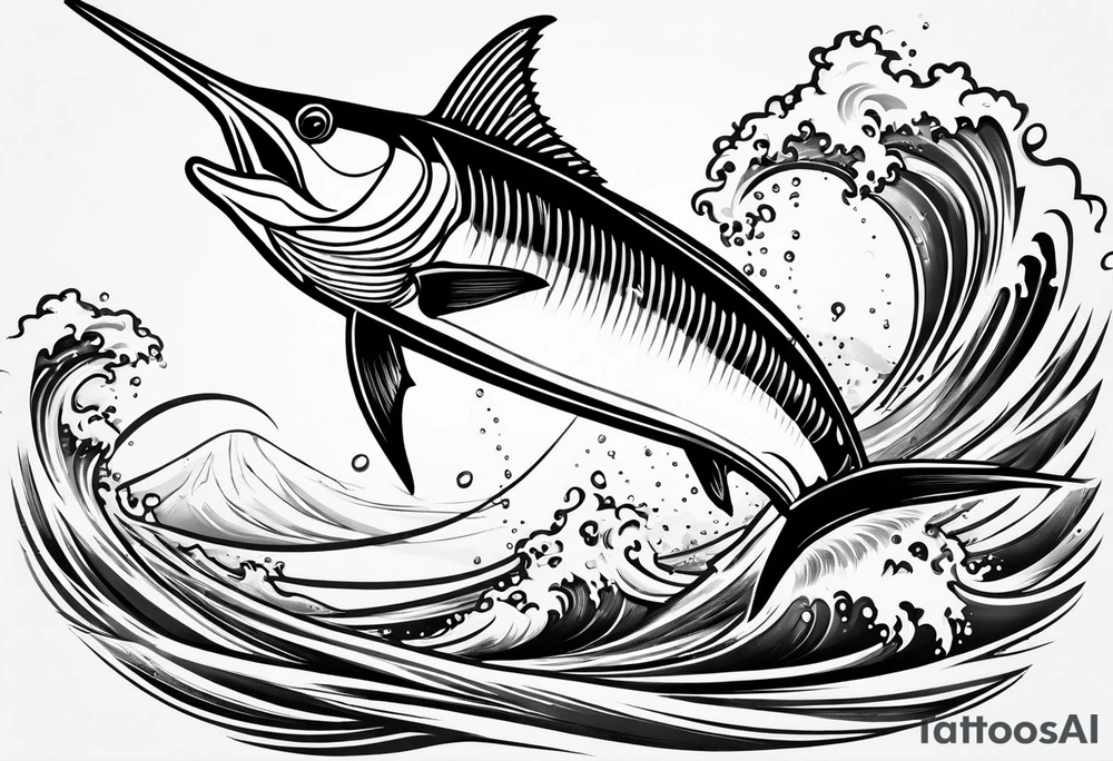 Marlin jumping tattoo idea