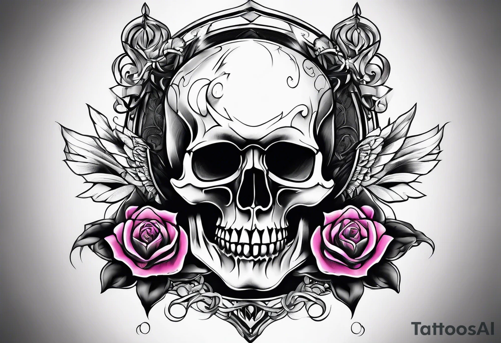 Pink Floyd skull rose tattoo idea