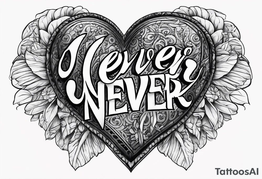 Broken Heart that says Never Say Never tattoo idea