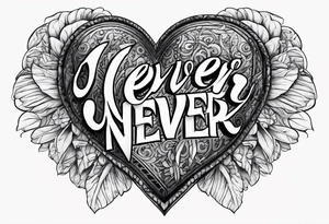 Broken Heart that says Never Say Never tattoo idea