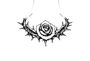 Crown of thorns with a rose in the middle tattoo idea