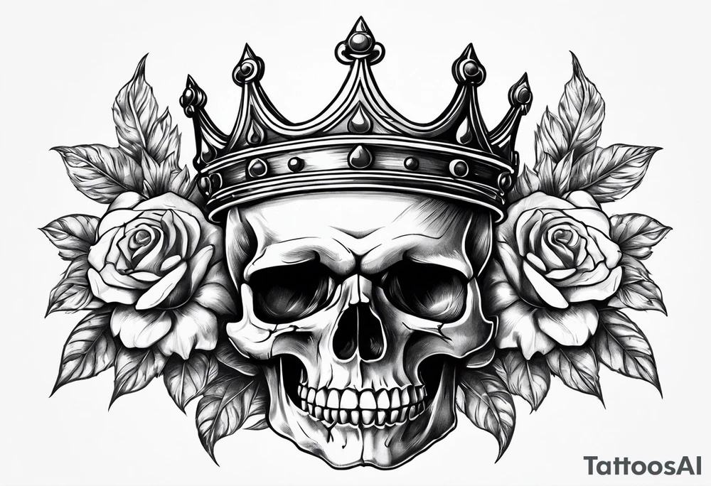 Skull with a crown tattoo idea