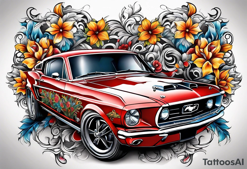 ornaments of flowers
Mustang muscle car tattoo idea