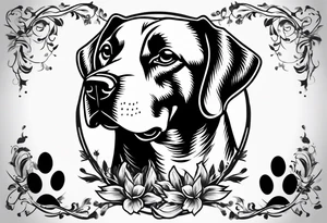 DOG AND Paw Print tattoo idea