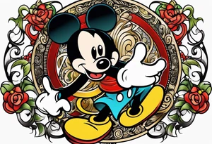 mickey mouse fighting tattoo idea
