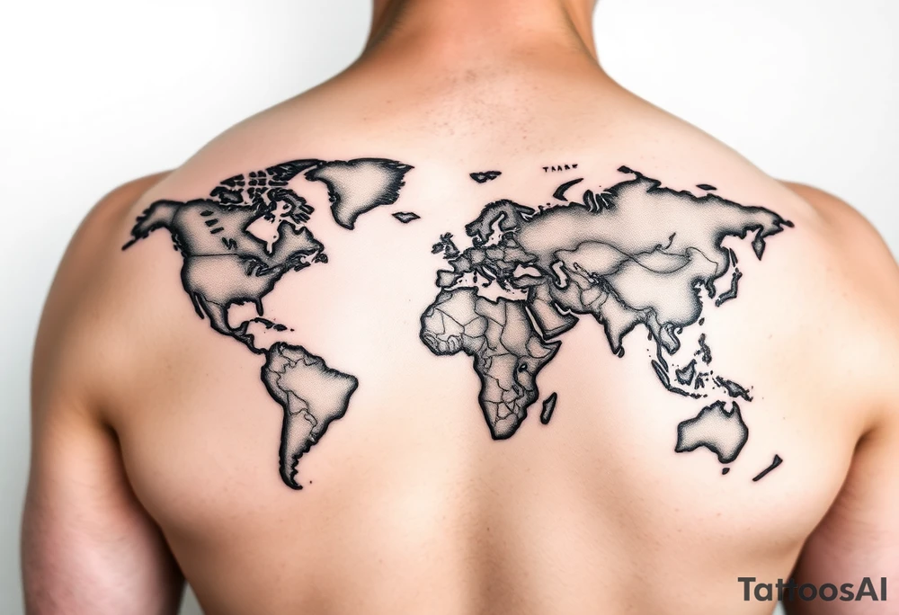 weathered world map ideas tattoo idea