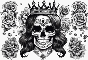 santa la muerta with dollars and crown
on card tattoo idea