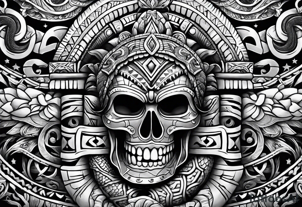 aztec snake sleeve tattoo idea