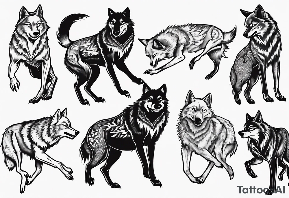 wolves dancing salsa tattoo idea
