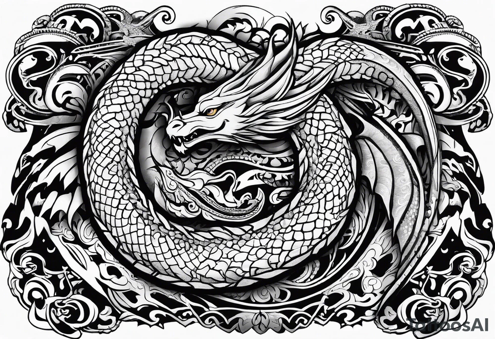 Jomungandr wyrm nordic style tattoo idea