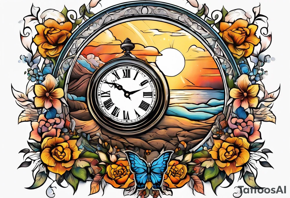 sunlight, dove, clock, tattoo idea