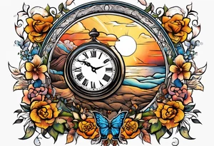sunlight, dove, clock, tattoo idea