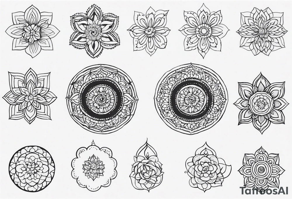 Single needle Thai mandala finger tattoos tattoo idea