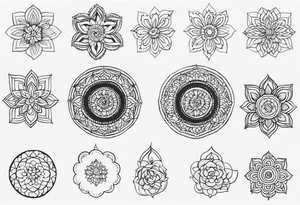 Single needle Thai mandala finger tattoos tattoo idea