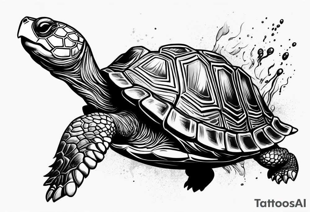 Turtle running across the finish line of a marathon tattoo idea