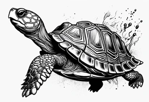 Turtle running across the finish line of a marathon tattoo idea