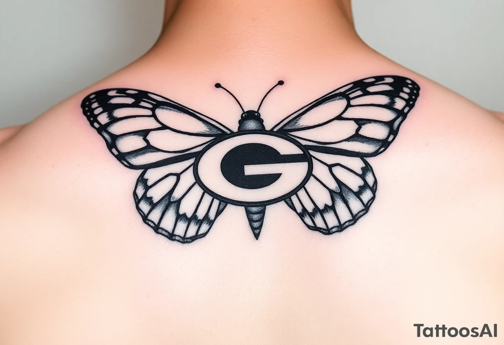Butterfly with green bay packers logo tattoo idea