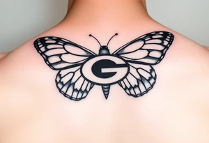 Butterfly with green bay packers logo tattoo idea