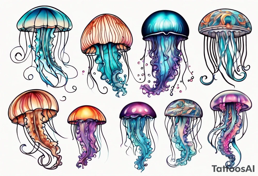 Jellyfish swimming diagonal tattoo idea