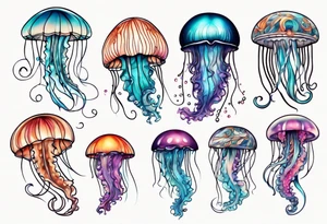 Jellyfish swimming diagonal tattoo idea