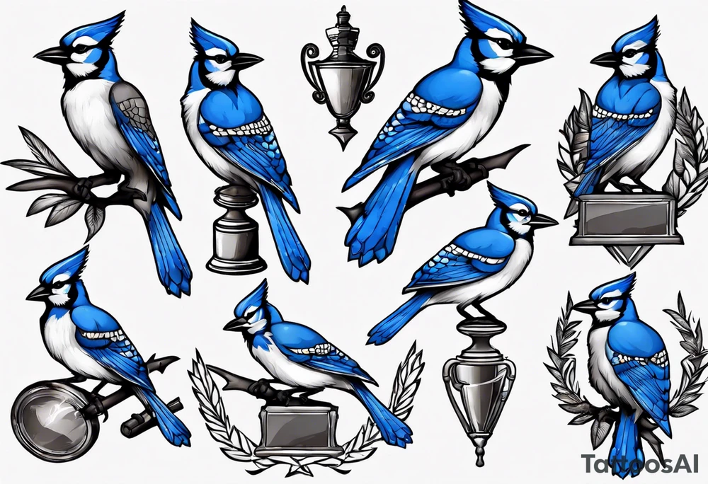bluejay with trophy tattoo idea