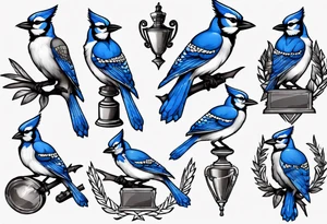 bluejay with trophy tattoo idea