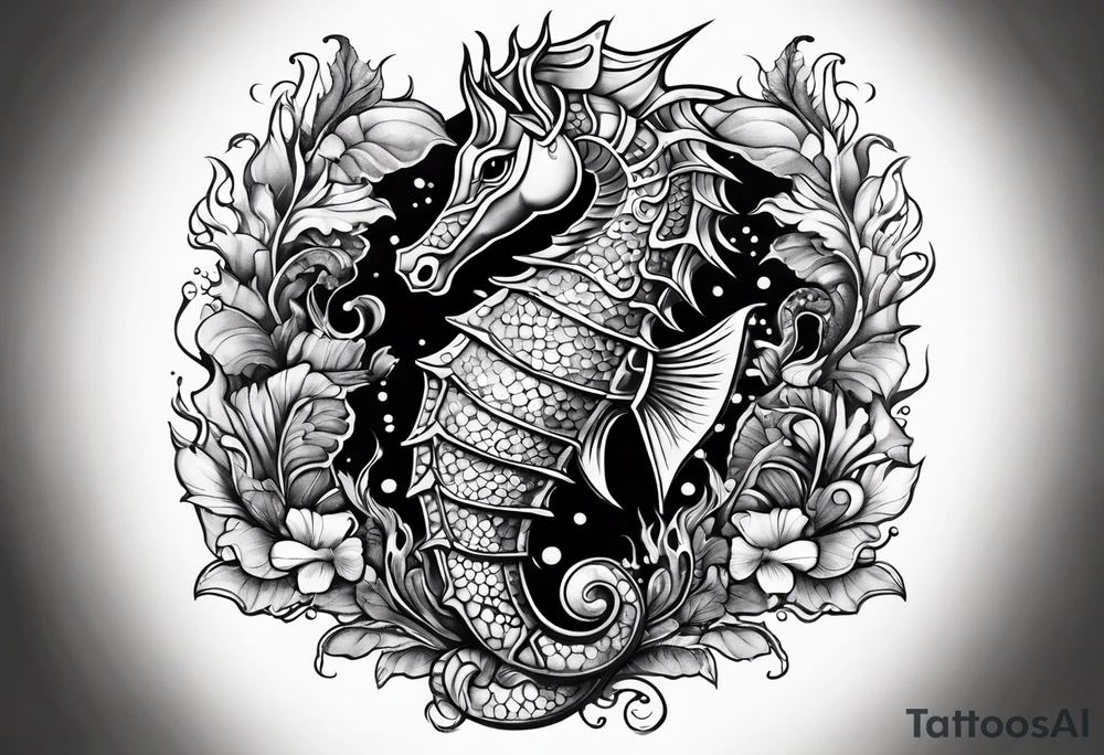 Under ocean seahorse tattoo idea