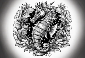 Under ocean seahorse tattoo idea