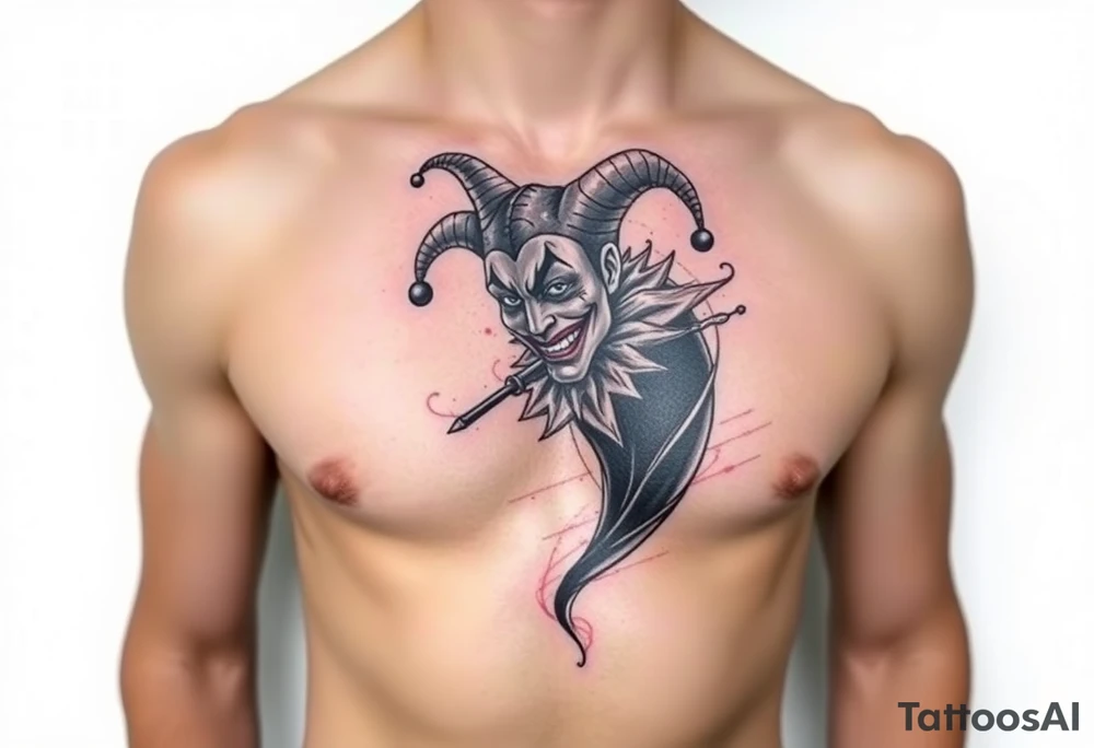 jester coming out of smoke tattoo idea