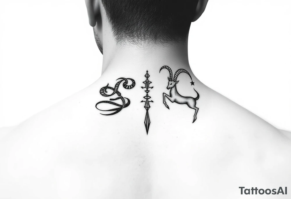 I would like a very small tattoo for behind the ear of the zodiac symbols for sagittarius and capricorn, in ONE combined tattoo tattoo idea