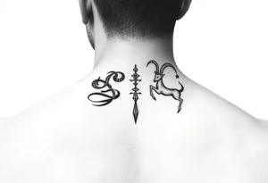 I would like a very small tattoo for behind the ear of the zodiac symbols for sagittarius and capricorn, in ONE combined tattoo tattoo idea