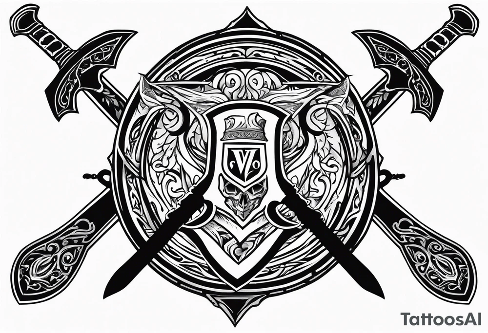 Valhalla shield  sword axe tattoo idea