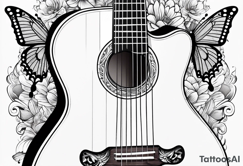 Guitar, butterfly, rainbow, Xbox tattoo idea