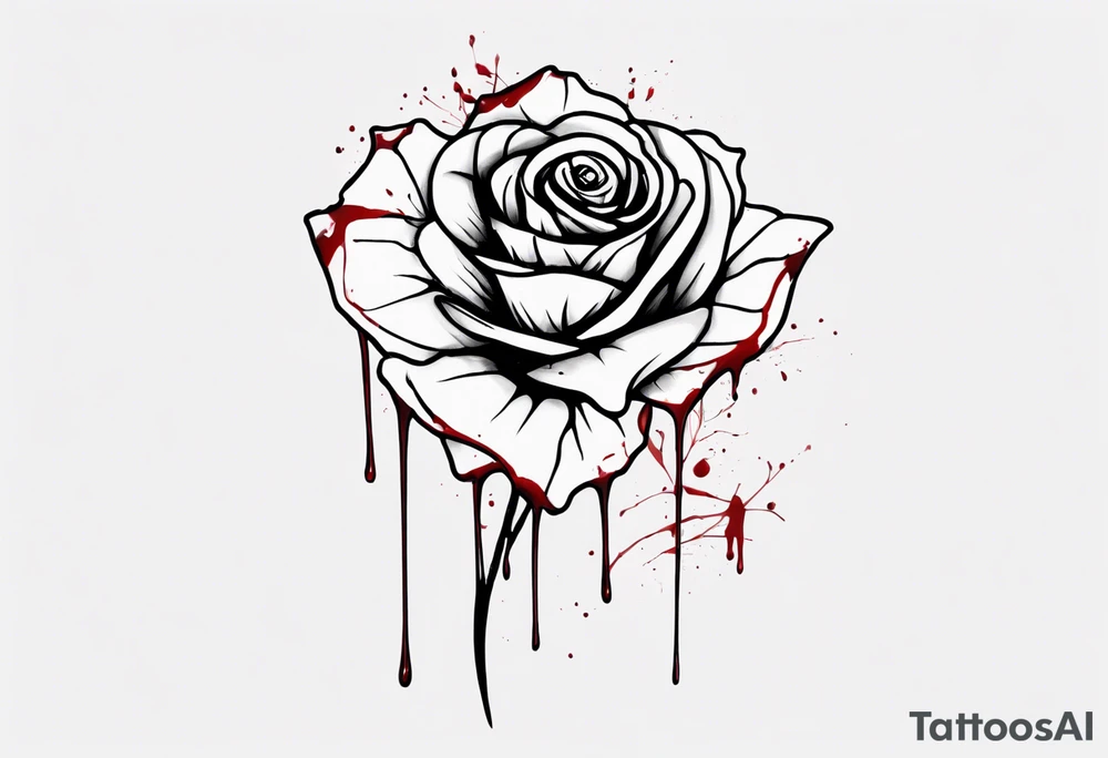 rose flower, one line, blood dripping from the flower, tall tattoo idea