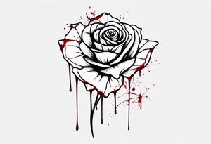 rose flower, one line, blood dripping from the flower, tall tattoo idea