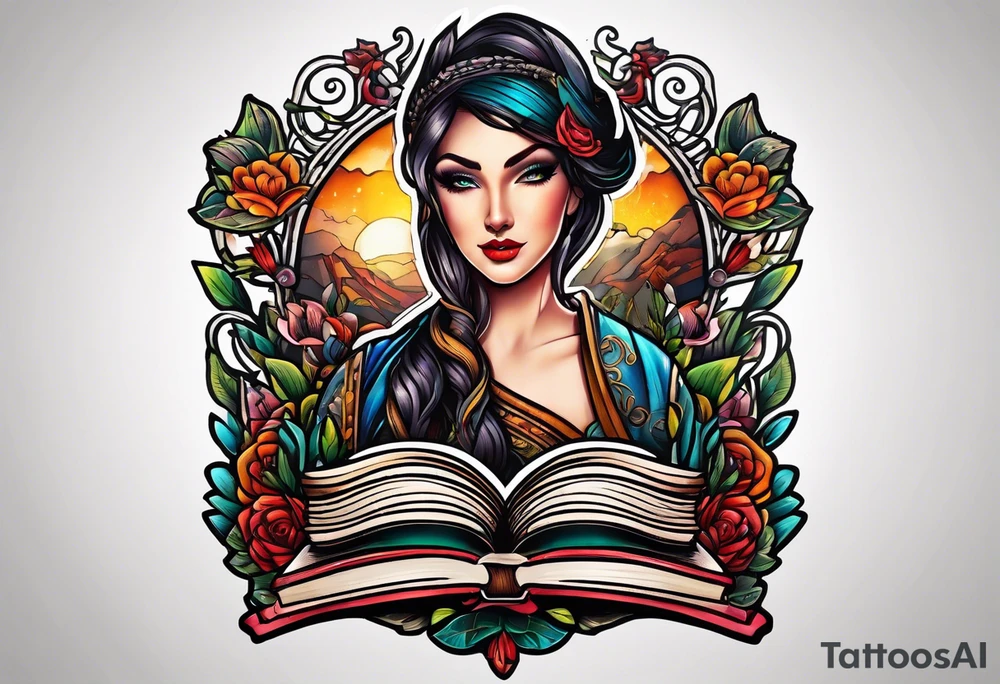 Patch of a book tattoo idea