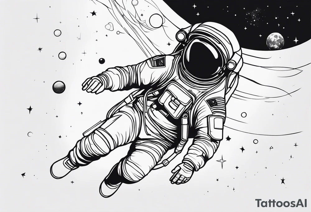 an astronaut floating through space tattoo idea