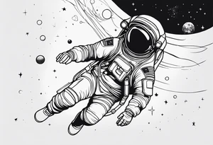 an astronaut floating through space tattoo idea