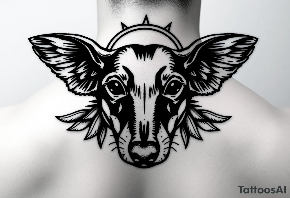 Dachshund ears with wings and halo tattoo idea