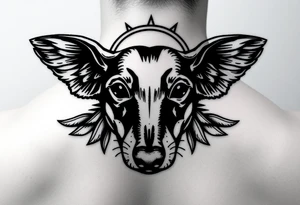 Dachshund ears with wings and halo tattoo idea