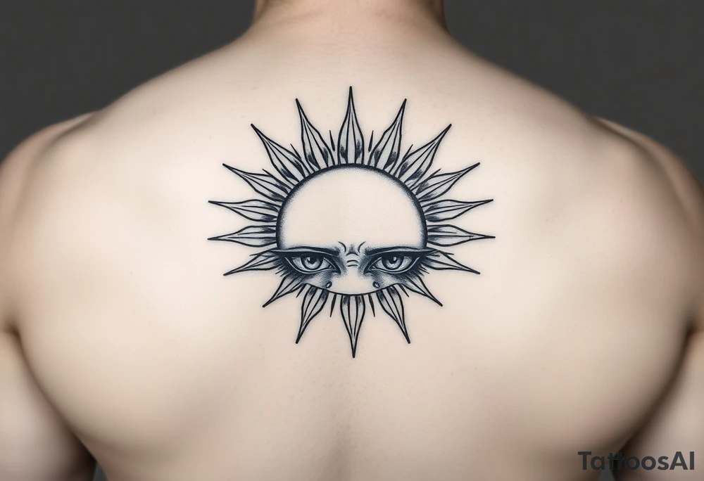 Sun rising over teary eyes tattoo idea