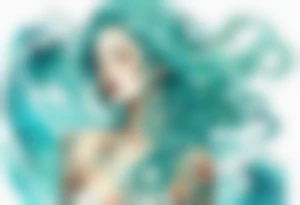 a woman made out of water emerging from the sea, turquoise hair tattoo idea