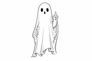 Tall cute ghost with middle finger tattoo idea